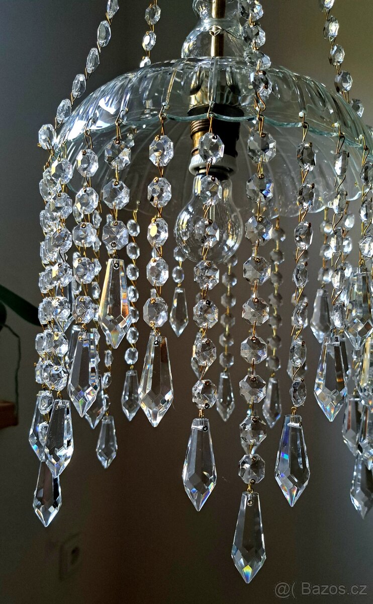 Starožitný celoskleněný lustr, lustřík - 5