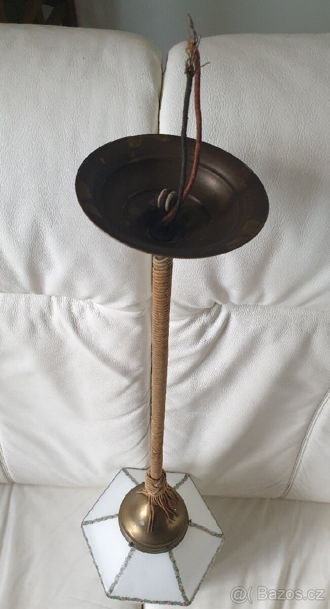 Starožitný lustr na tyči - stínítko stínohra - 5