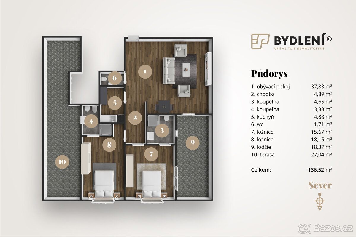 Prodej bytu 3+kk – 137,72 m², 6. NP, Teplice – Šanov 1 (Rezi - 5