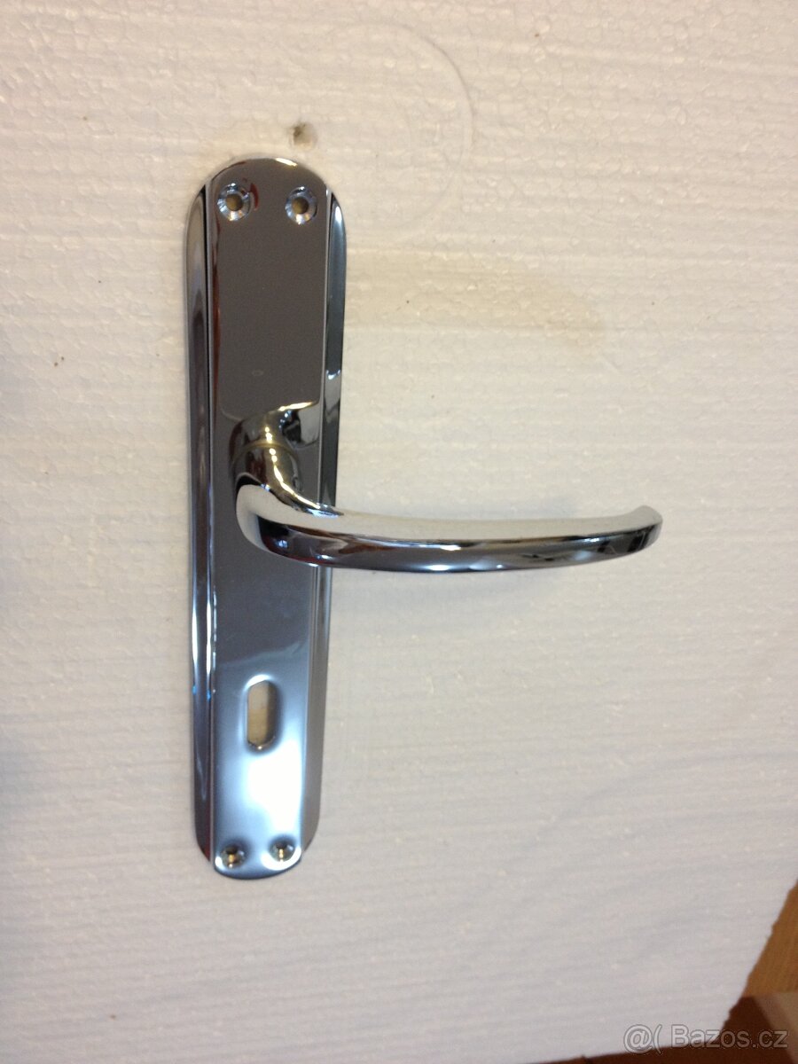 Dveřní klika / kování, stříbrná lesk, rozteč 72mm /21ks - 5