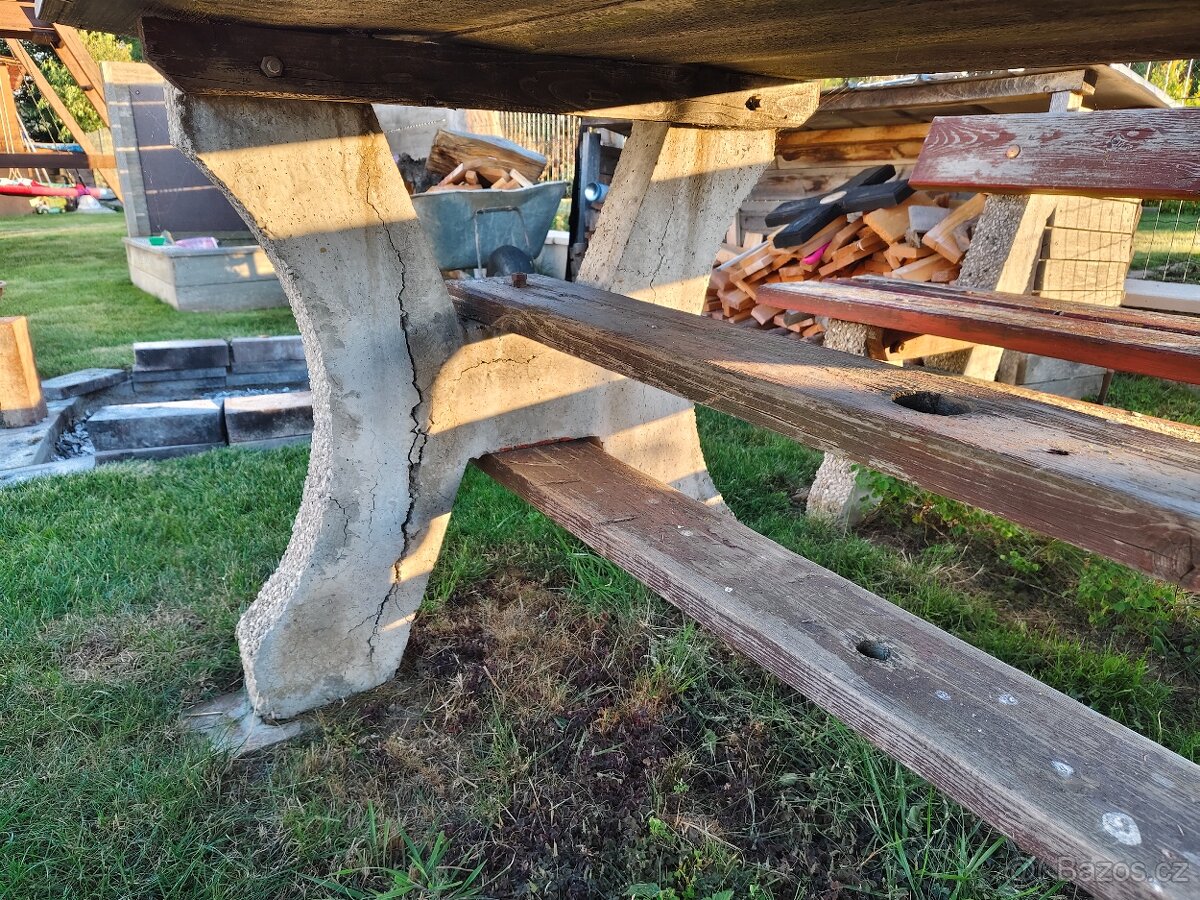 Betonový set stůl + 2x lavice - 5