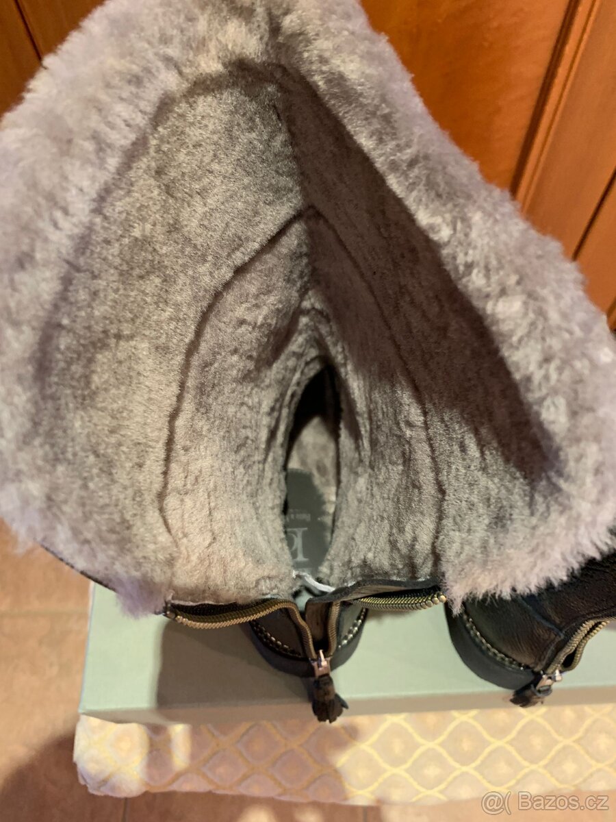 Nové luxusní zimní dámské kožené italské kozačky - 5