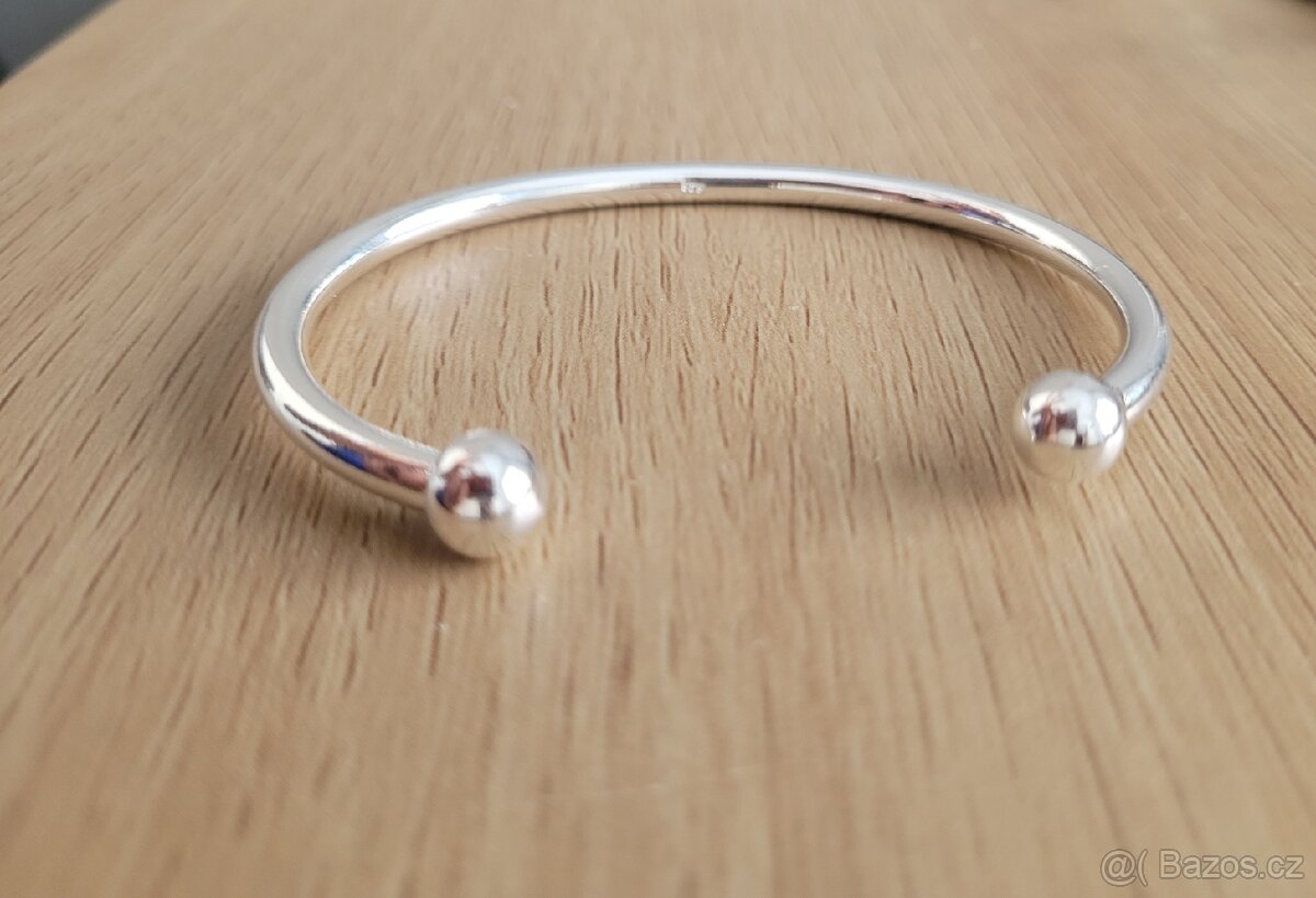 Nový dámský stříbrný náramek 925 kuličkový otevřený uni vel - 5