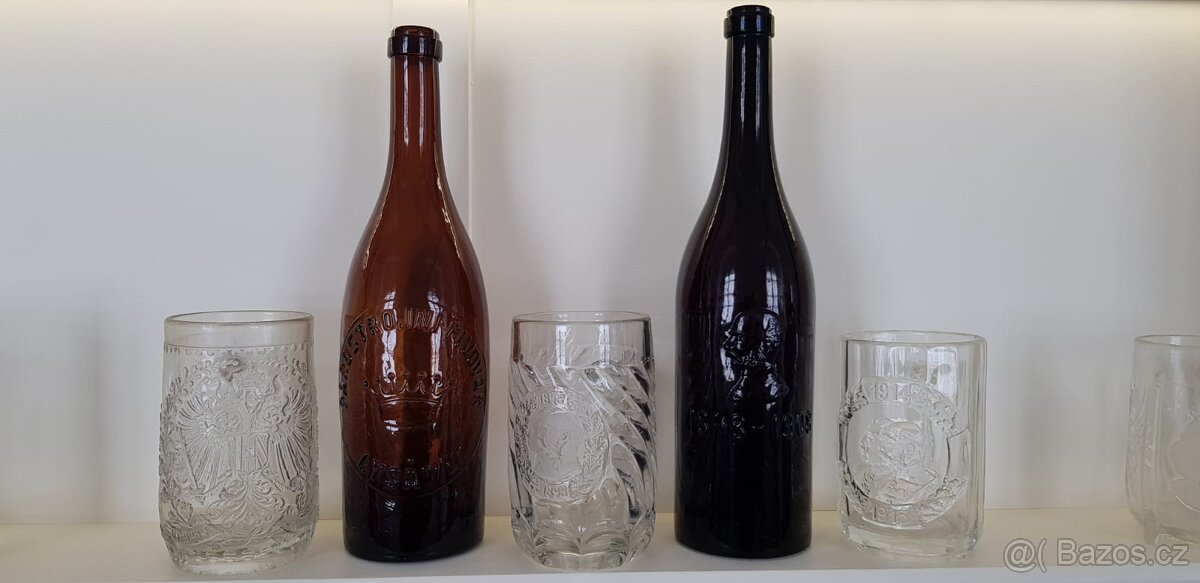 Sbírám STARÉ PIVNÍ FLAŠKY, LAHVE, SKLENICE NA PIVO - 5