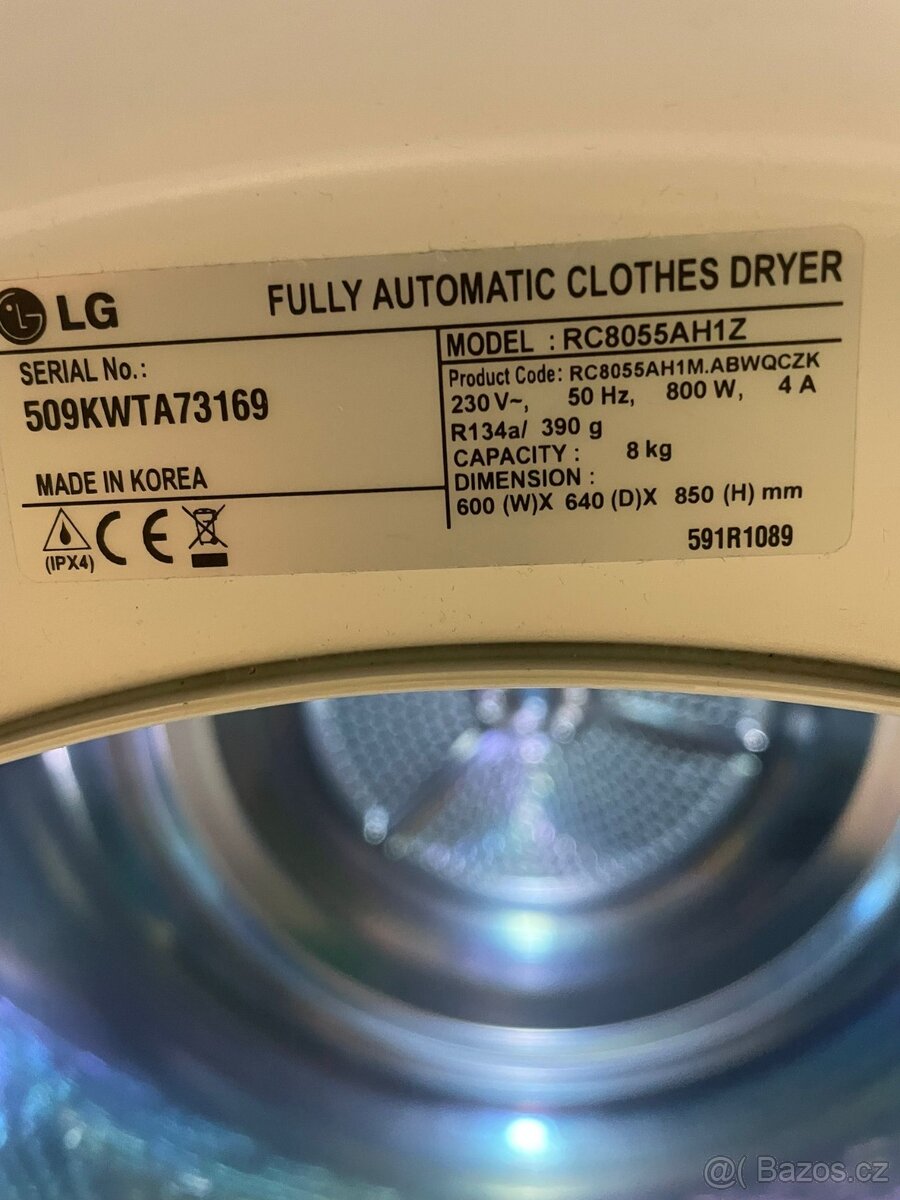 Sušička LG. Mod. RC 8055AH1Z. Na 8 kg. En. třída. A++. - 5
