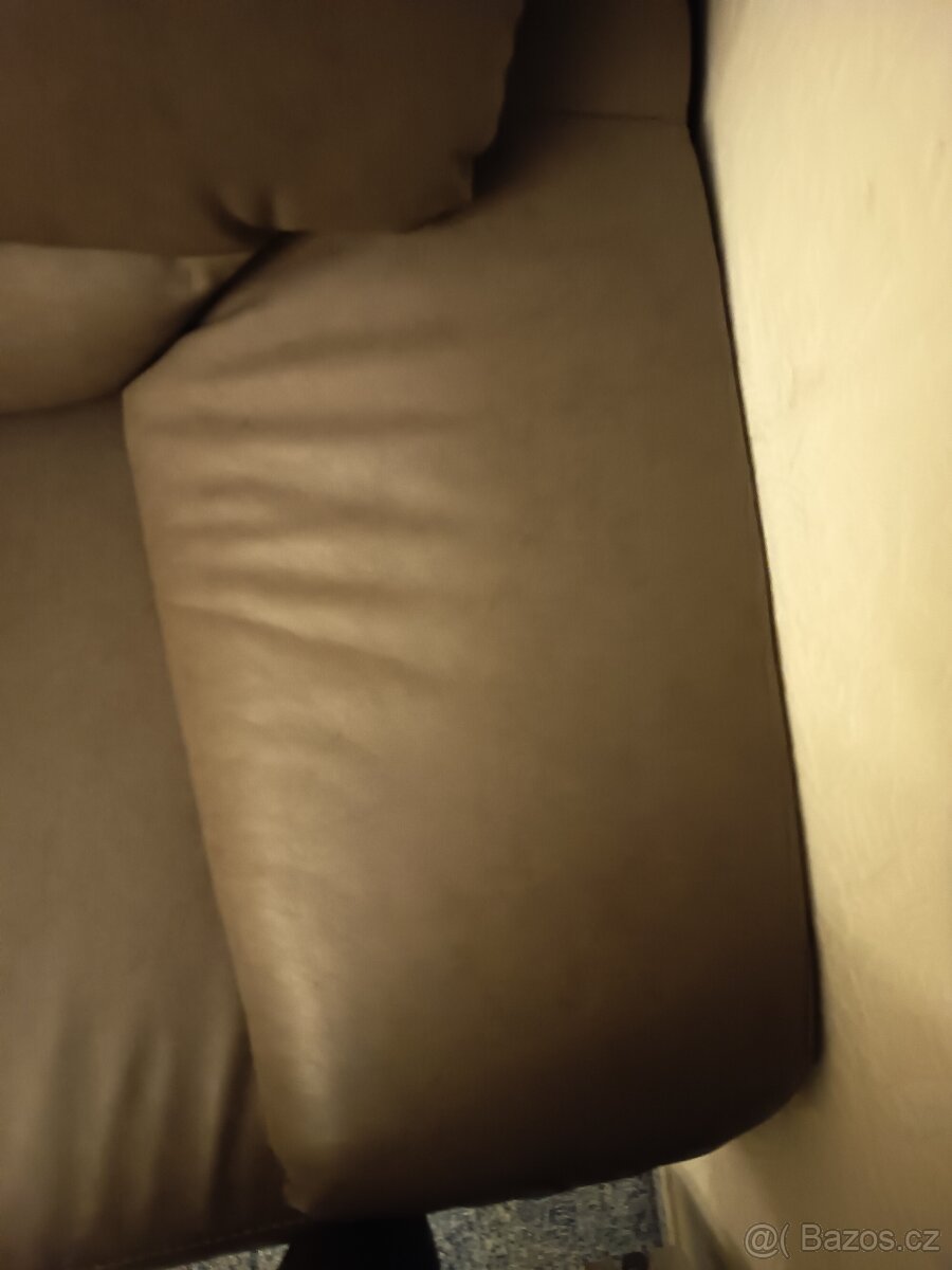 Kožený dvojsedák Grato - hnědá - 5