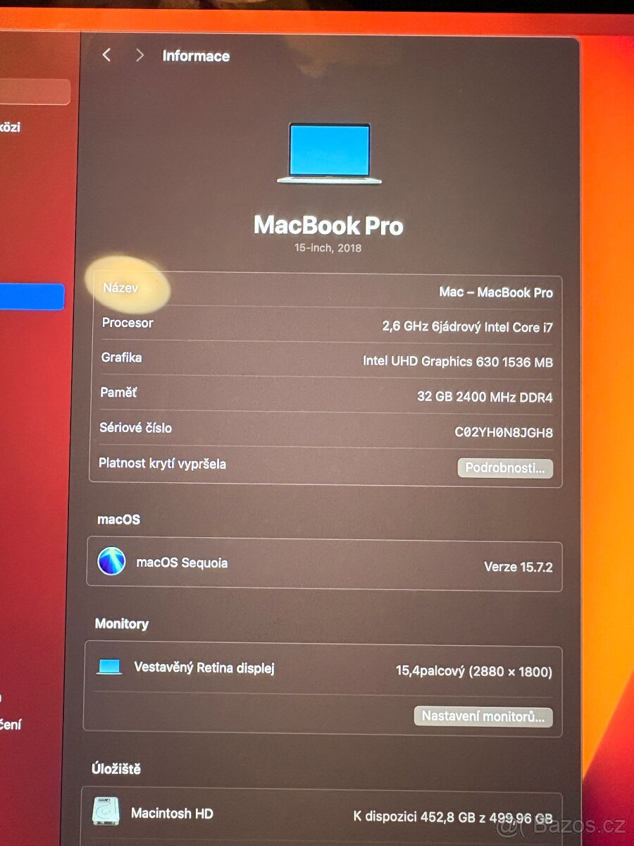 MacBook Pro 15” (2018) | i7 | 32 GB RAM | Retina - 5
