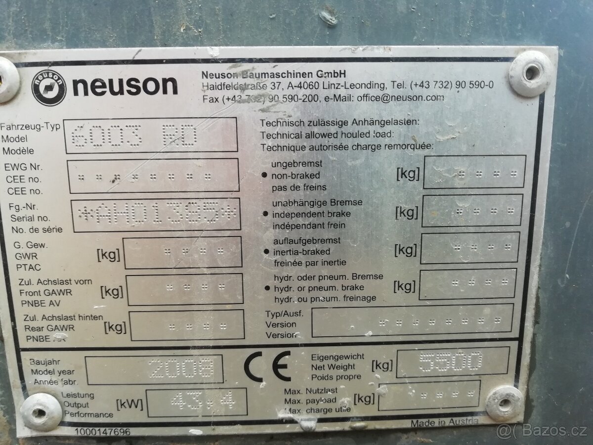 Pásový minibagr Neuson 6003, hmotnost 6tun,r.v. 2008, - 5