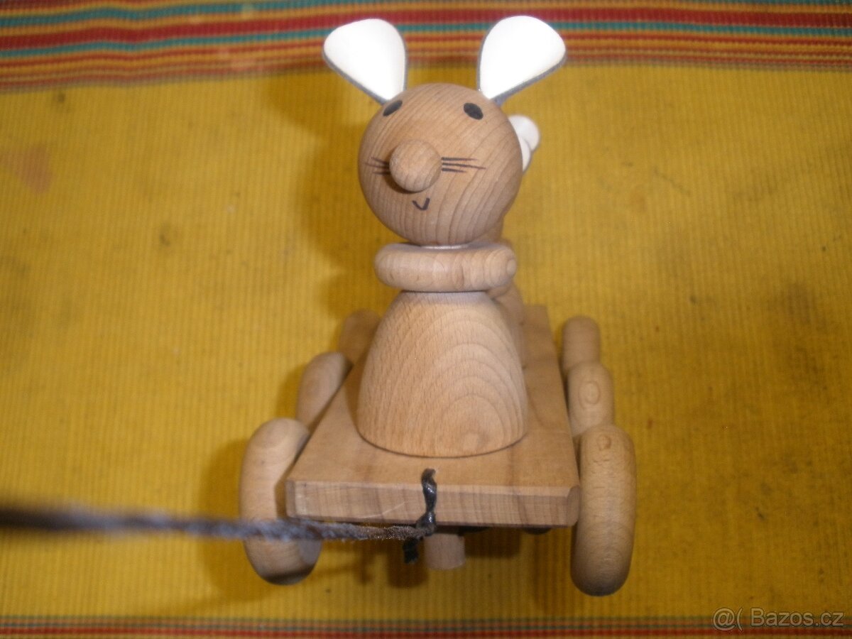 Tahací myšky ,dřevěná retro hračka - 5