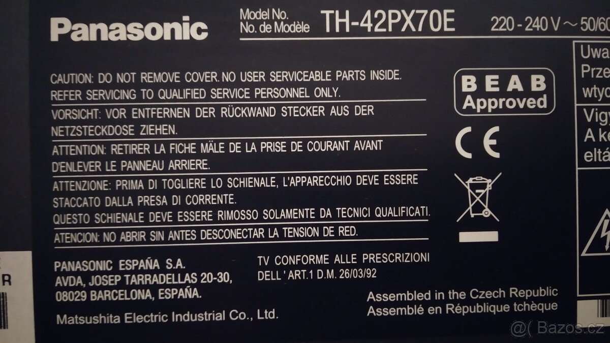 TV Panasonic 105 cm, domácí kino, setopbox - 5