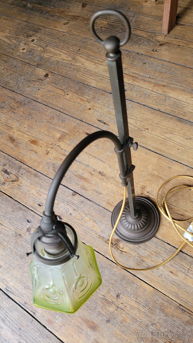 Lampa mosazná posuvná stolní starožitná funkční - 5