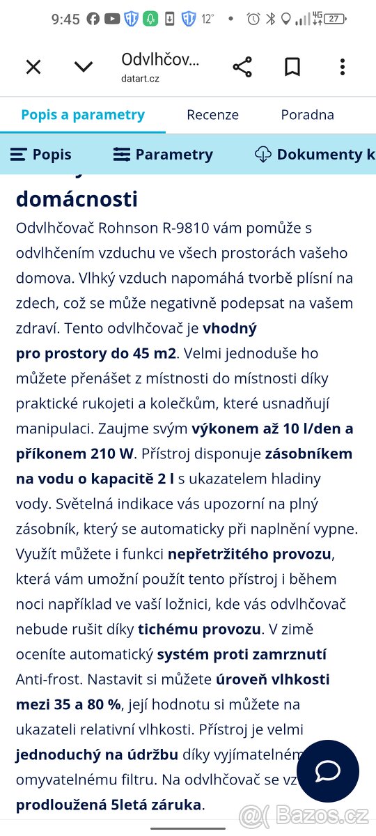 Odvlhčovač Rohnson R 9810 - 5
