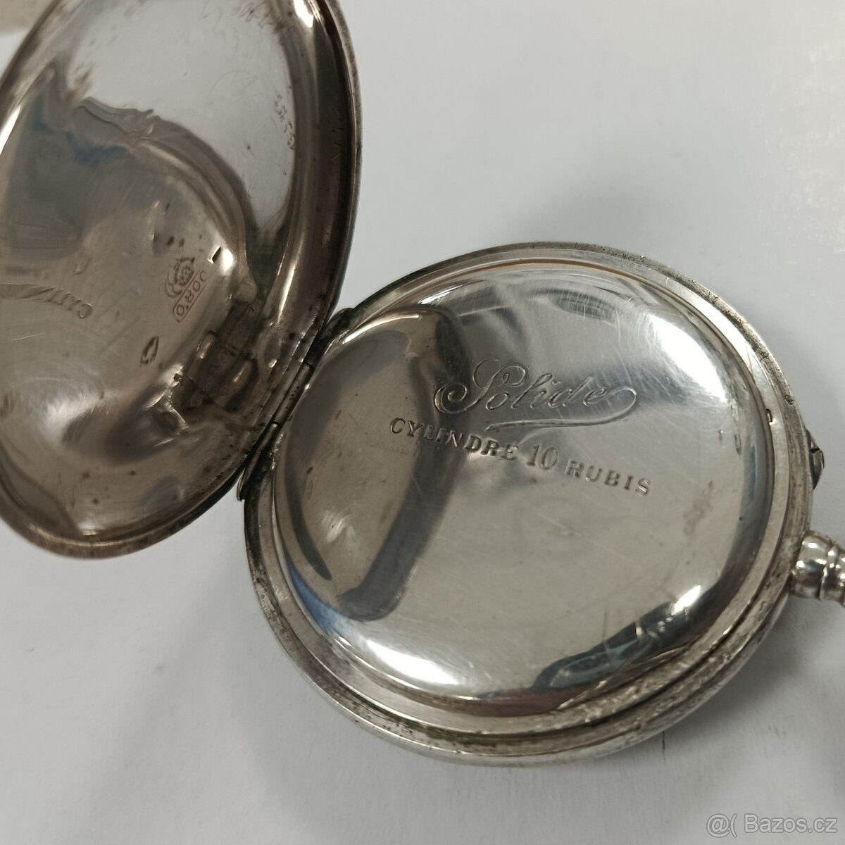 Starožitné stříbrné kapesní hodinky HELLOS - 5