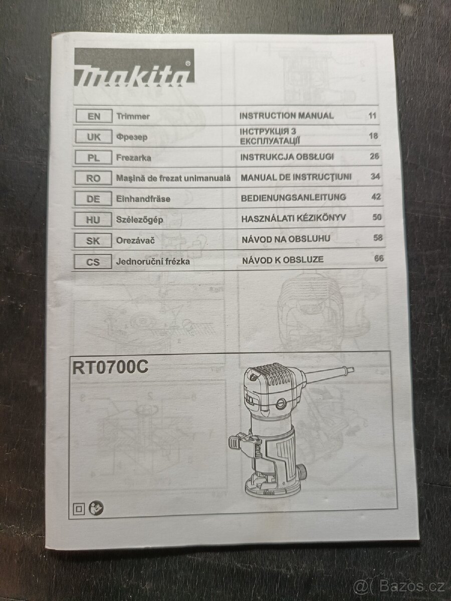 Horní frézka Makita RT0700C s nástavcem pro zanoření - 5