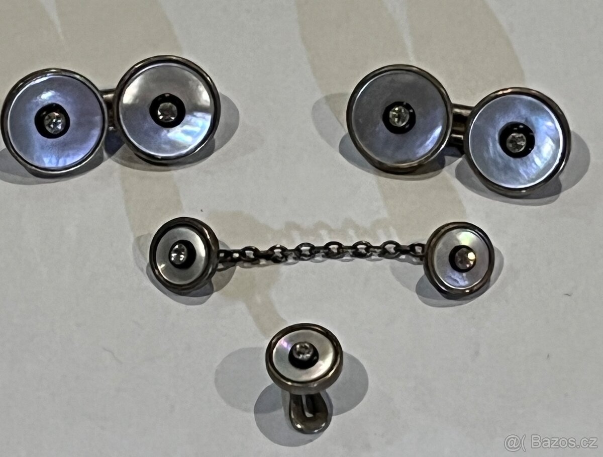 Starý pánský set – manžetové knoflíky + košilové knoflíčky, - 5