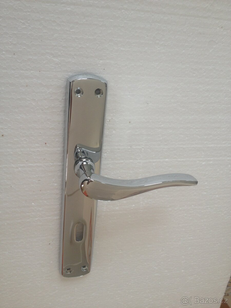 Dveřní klika / kování, stříbrná lesk, rozteč 72mm /19ks - 5