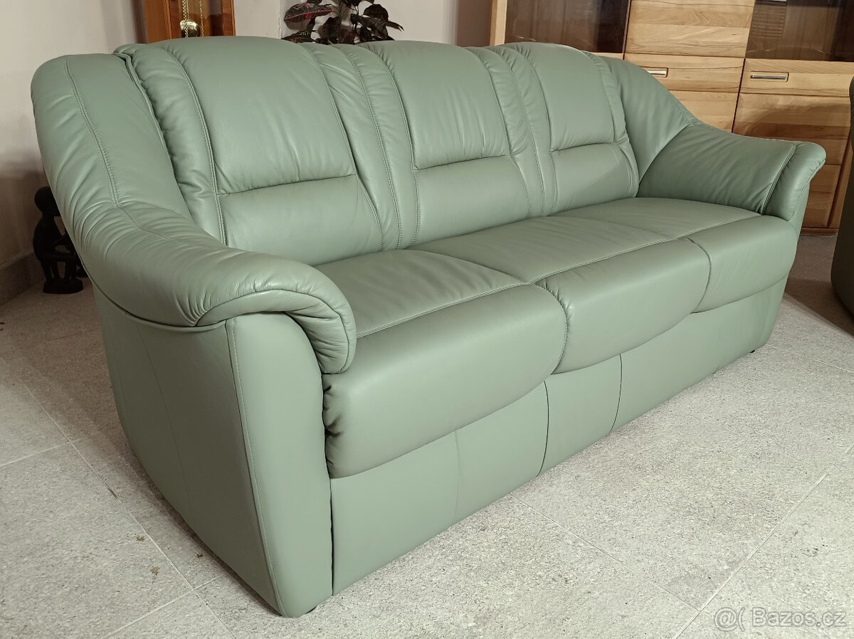 Kožená, značková sedací souprava 3+1+1. - 5