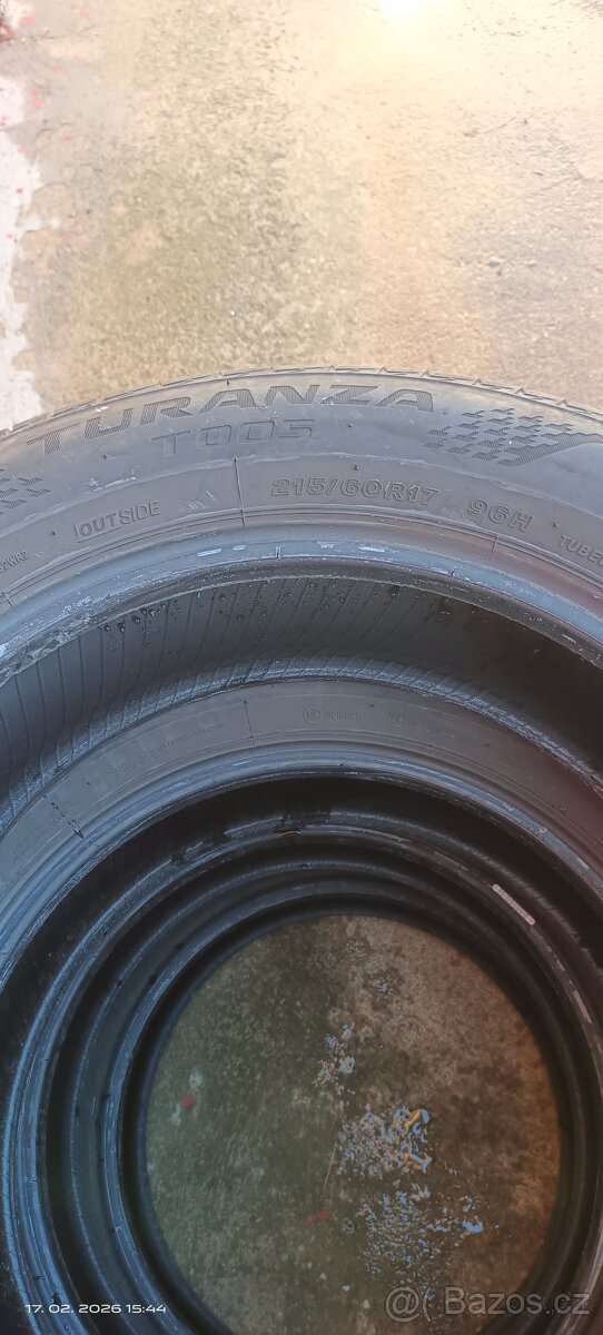 Prodám 4x letní 215/60T17 Bridgestone - 5