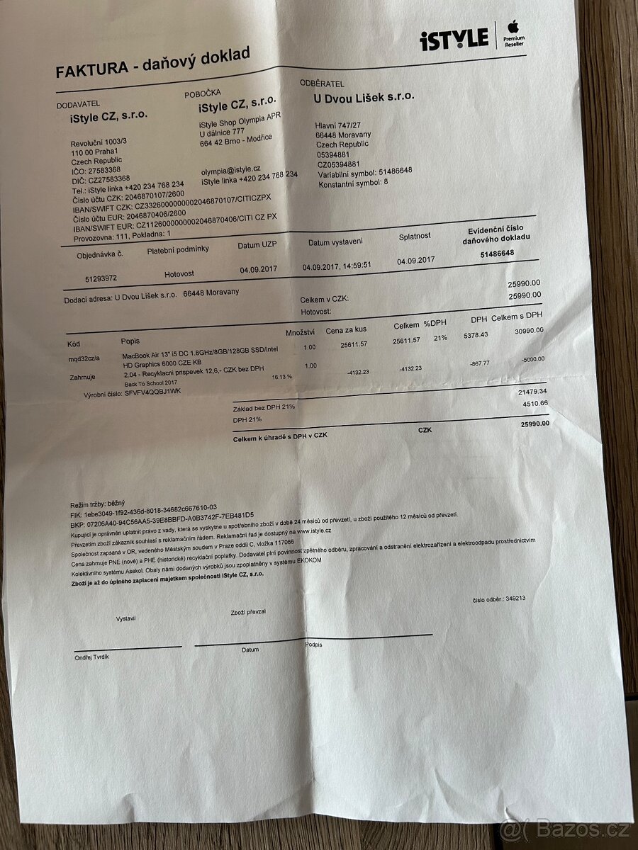 MacBook Air 13" i5 DC 128GB SSD/Intel+nová baterie - 5