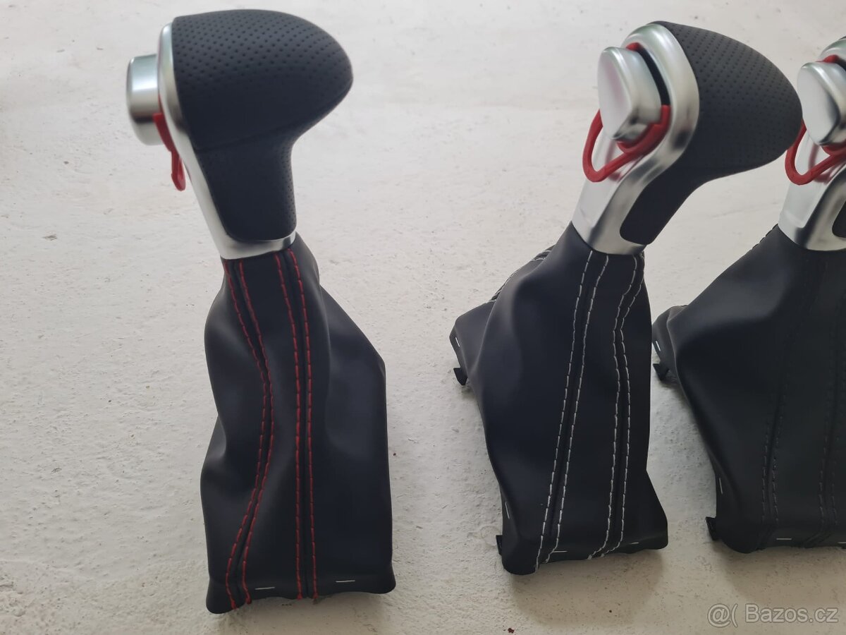 Radiaca páka pre automat AUDI / čierna biela červená nitka - 5