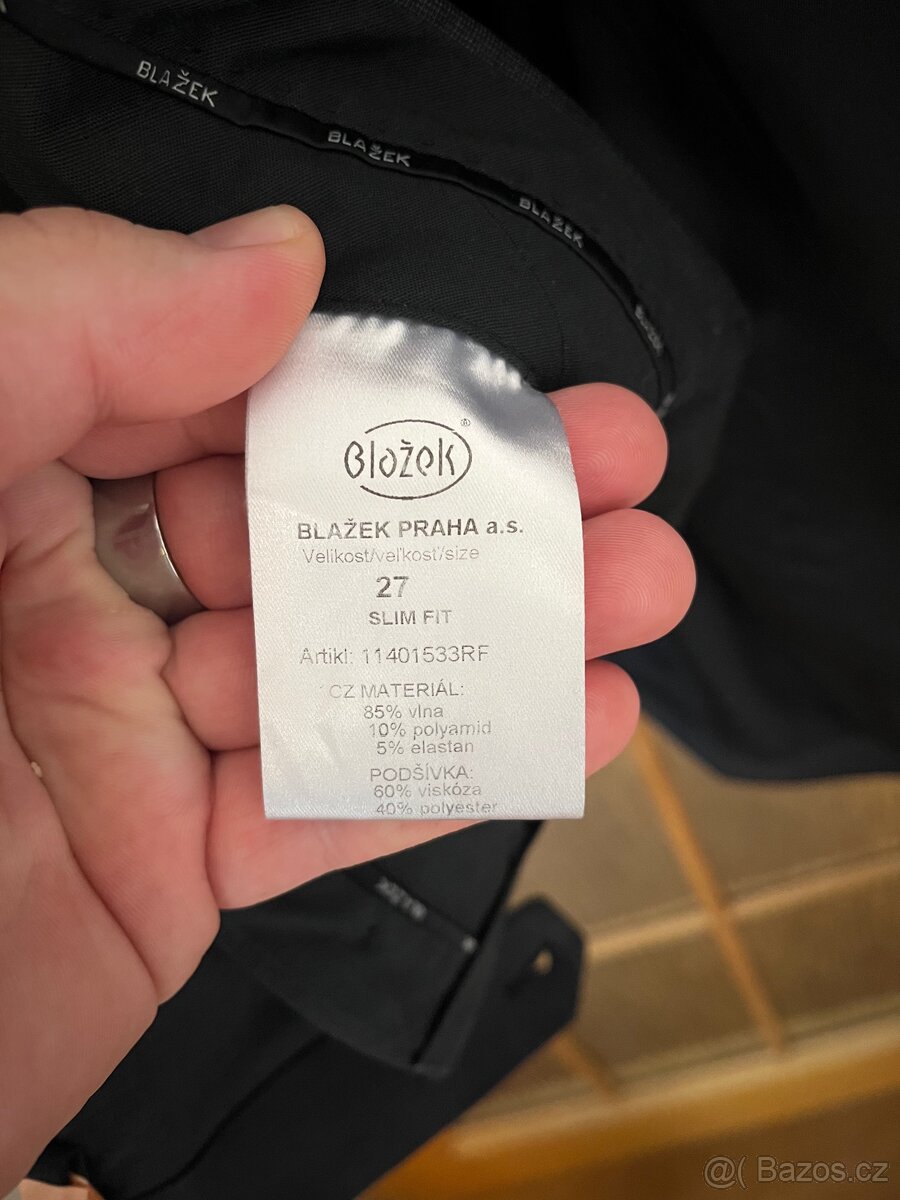 Pánský šedomodrý oblek Blažek, slim fit - 5