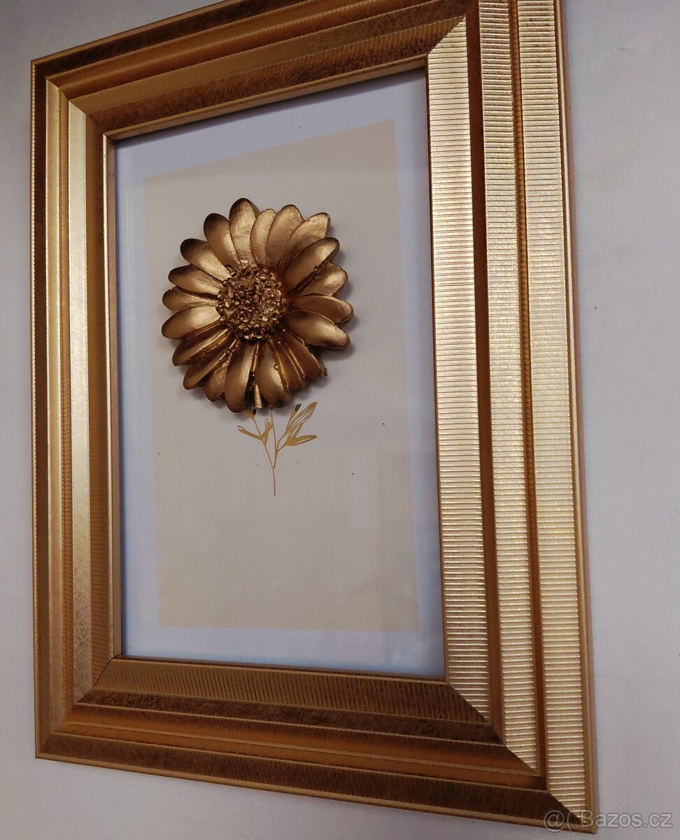 Zlatý rámeček, 3D obraz & GOLD kytka - 5