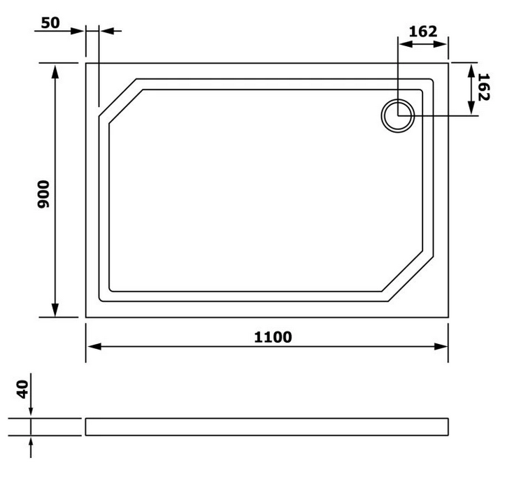 Sprchová vanička Gelco SARA 110x90cm, litý mramor - 5