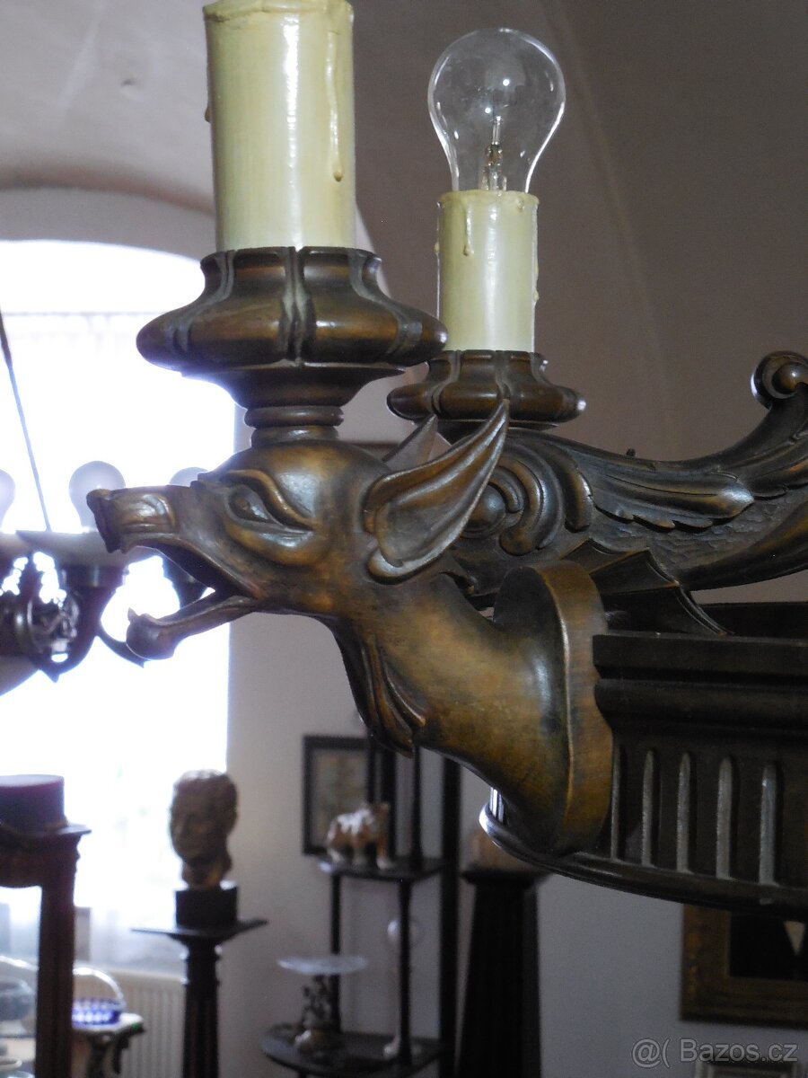 Starožitný lustr draci - 5