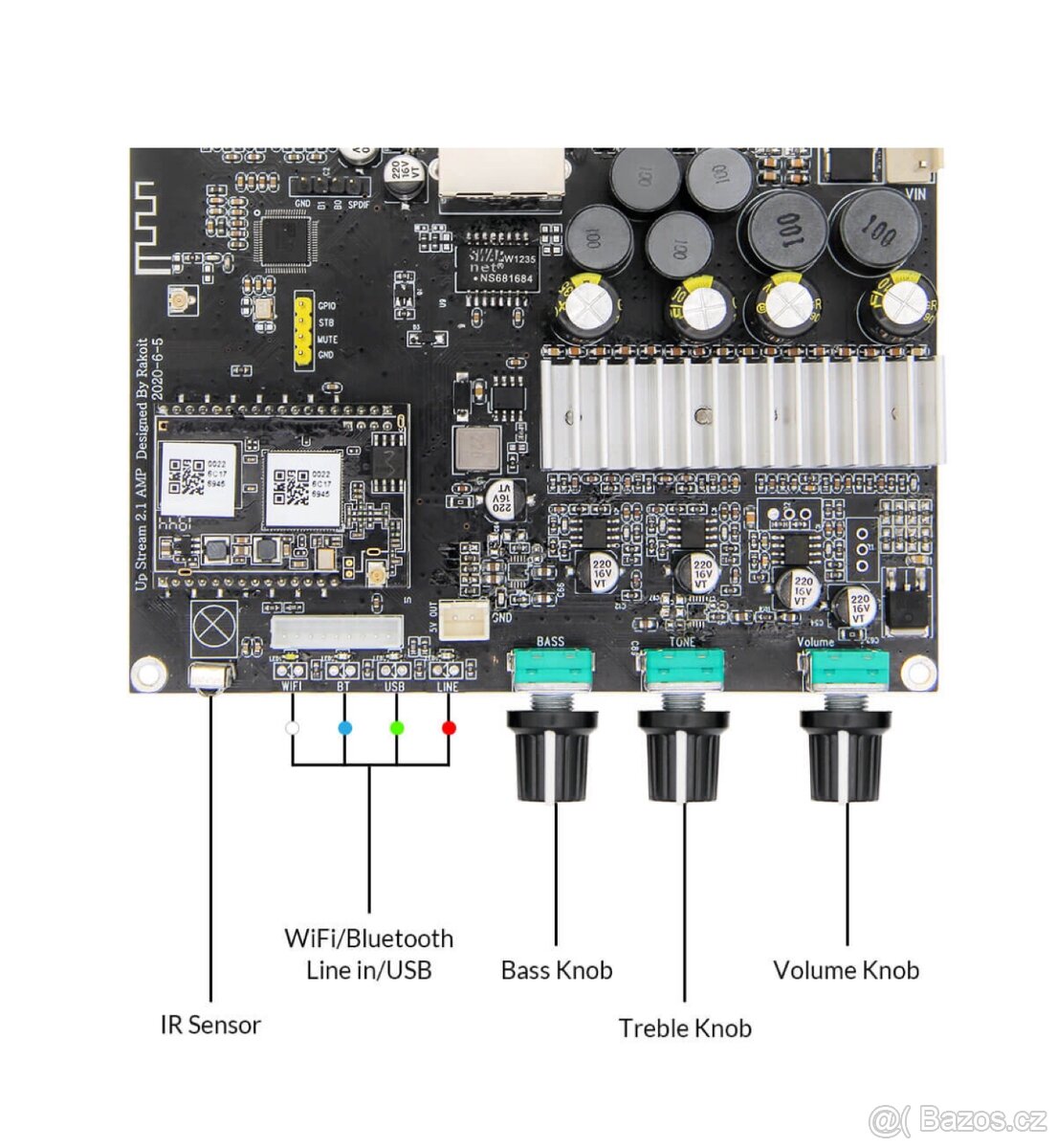 Up2Stream Amp 2.1 - Deska bezdrátového 2.1 zesilovače - 5