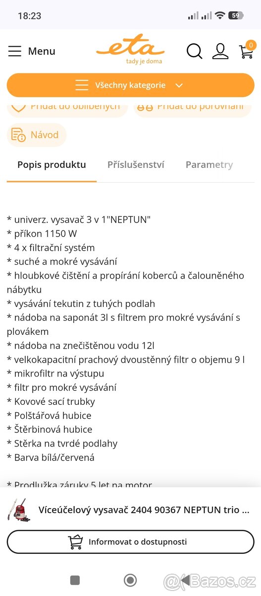 Vysavač ETA NEPTUN TRIO - 5