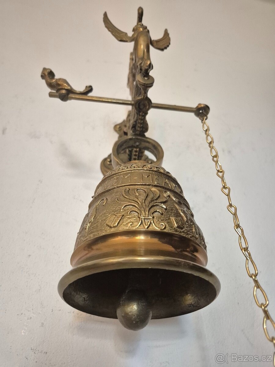 MASIVNÍ MOSAZNÝ ZVON S TÁHLEM - ZVONEK - 5