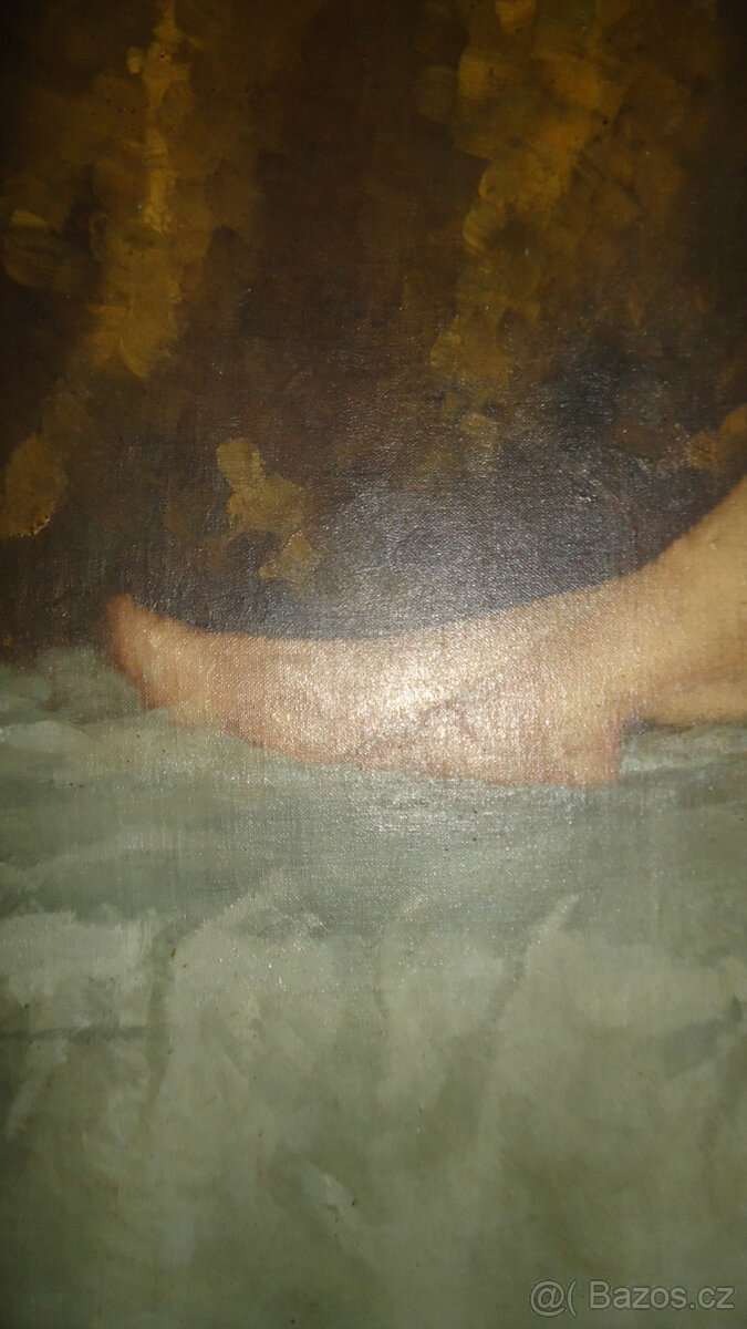 Velký signovaný velmi zachovalý obraz Akt - 5