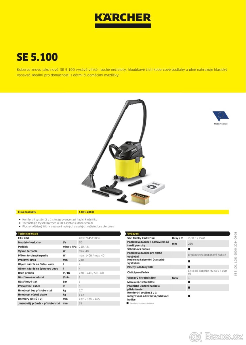 Půjčím tepovač Kärcher SE 5.100 - 5