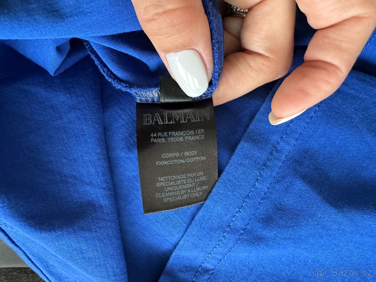 Pánské tričko BALMAIN (modré) vel. M - 5