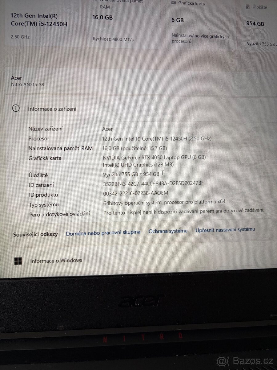 Herní notebook Acer Nitro 5 - 5