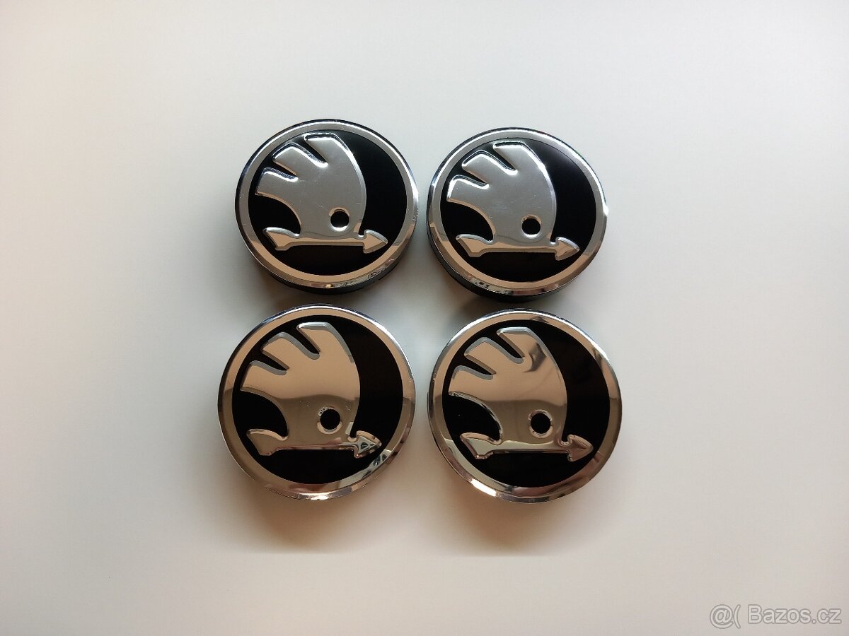 Středové krytky Škoda chrom, 56x52mm - 5