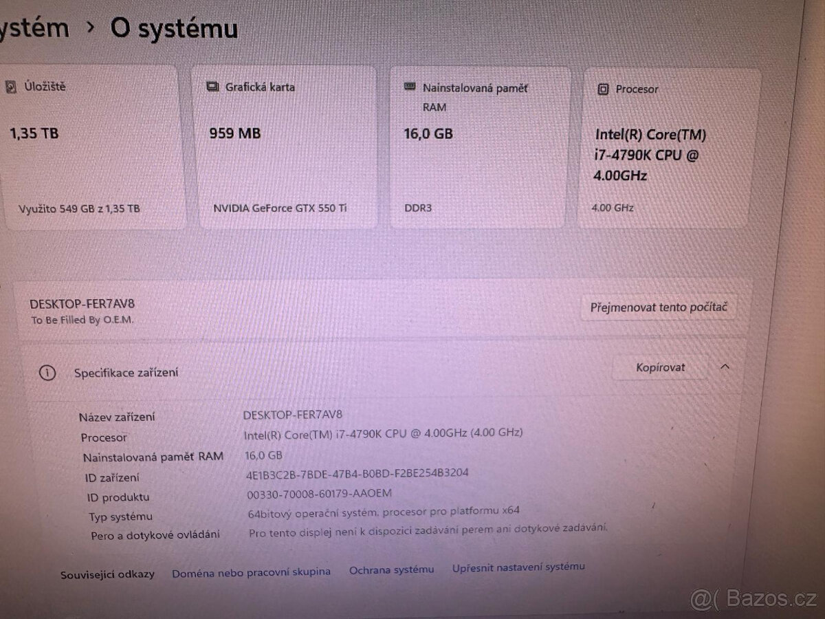 PC Core I7, 16 Gb RAM, 512GB SSD, Geforce GTX5 550 ti - 5