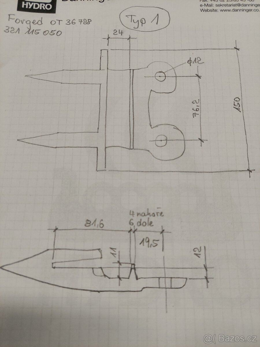 Dvouprsty - náhradní hroty na lišty kombajnů - 5