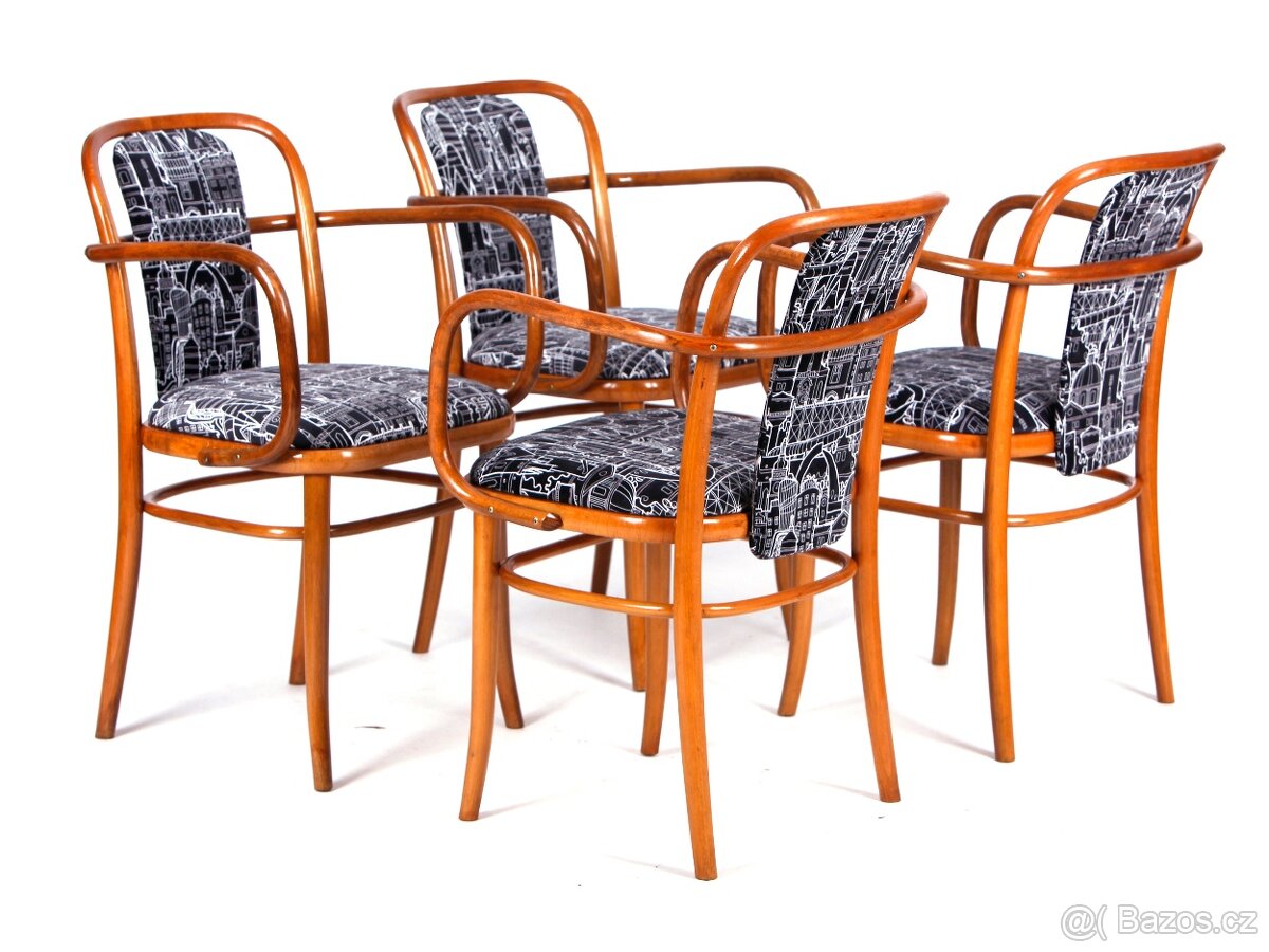 J. Hoffman, zrenovovaná křesílka, židle TON, 4 kusy. - 5