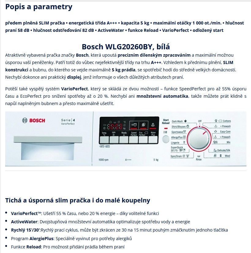 Pračka BOSCH 5kg, úzká, přední plnění - 5