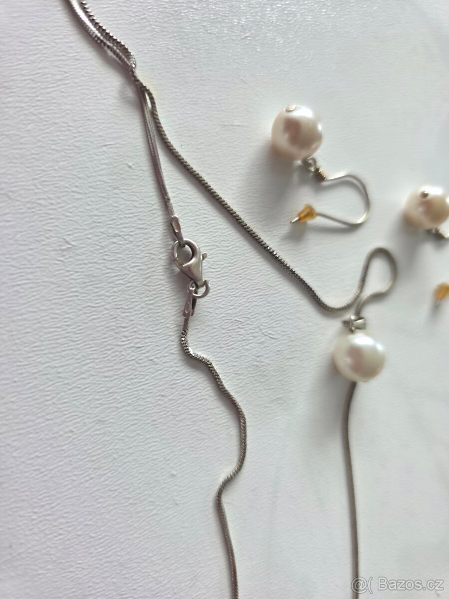 Stříbrný řetízek + náušnice - 5