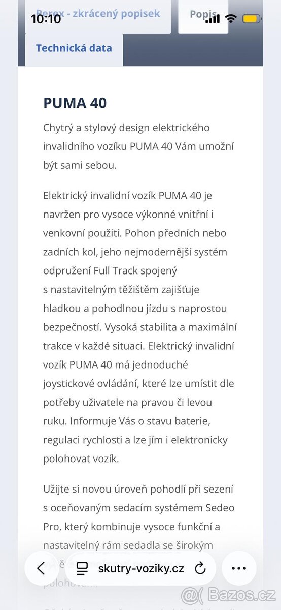 Elektrický invalidní vozík Puma 40 - 5