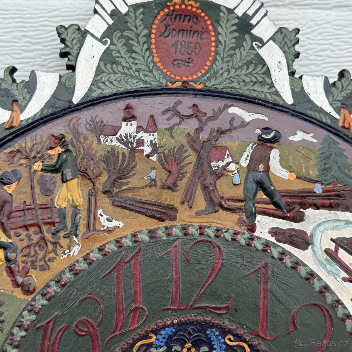 A velký malovaný hodinový ciferník měď - 5