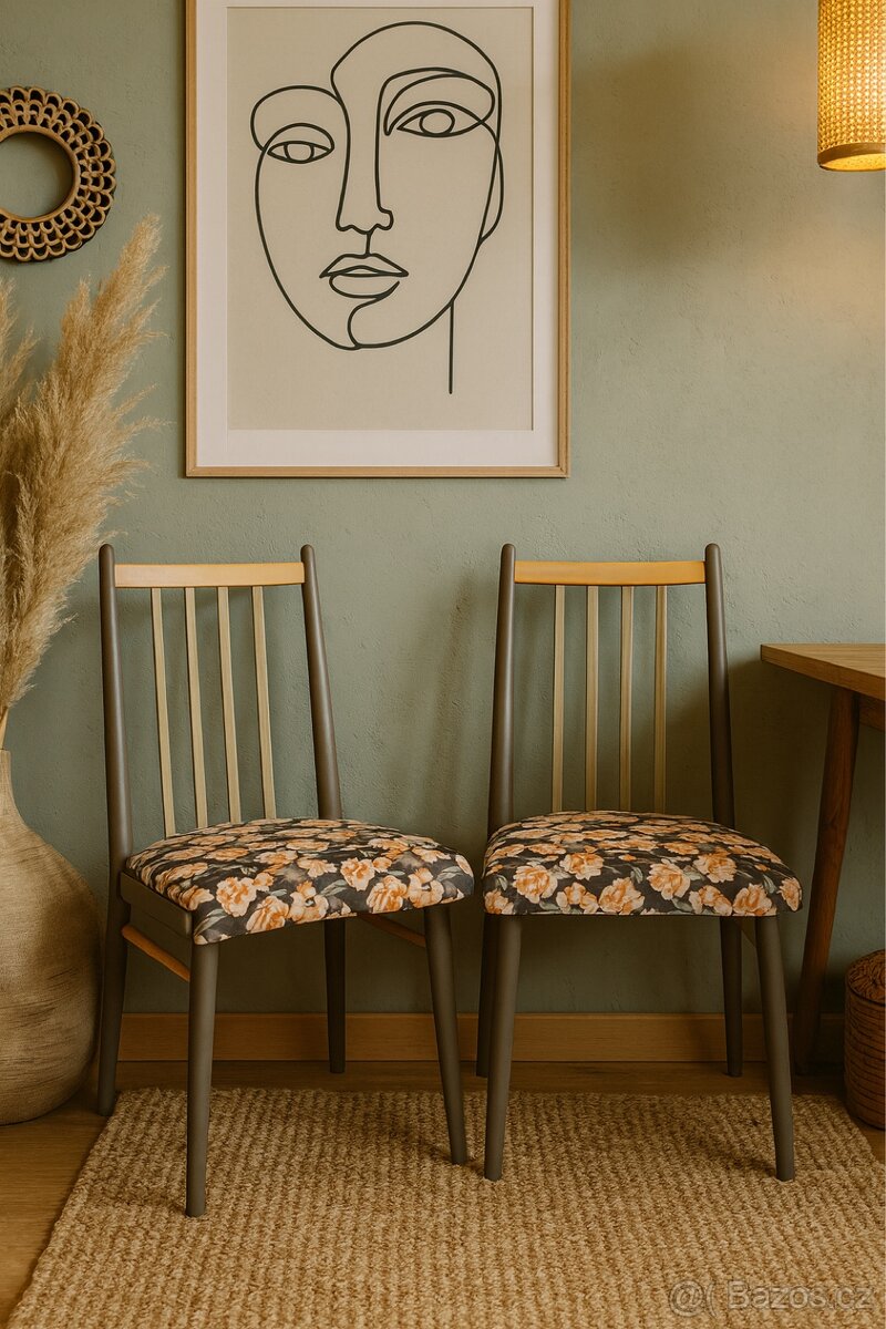 Znovuzrozené ikony 60. let – židle květinový samet - 5