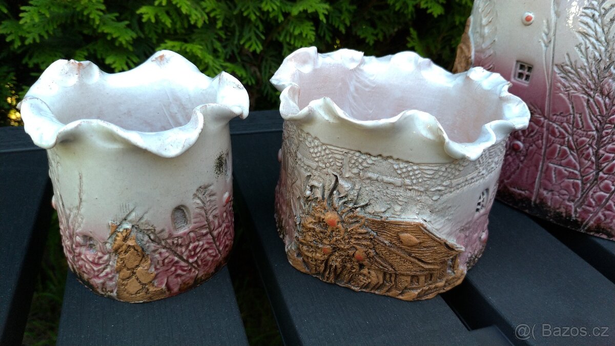 Keramická růžovo-bílá sada - 5