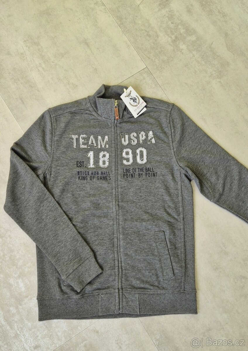Šedá pánská mikina U.S.Polo - 5