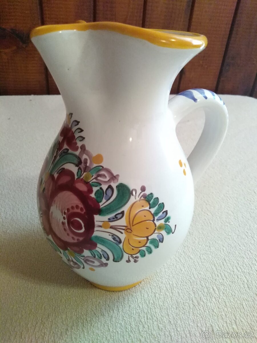 Džbán a 6 kalíšků + popelník (Modranská keramika) - 5