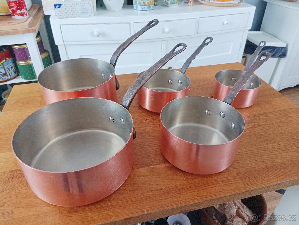 VINTAGE KVALITNÍ MĚDĚNÉ HRNCE TOURNUS FRANCIE 70.LÉTA - 5