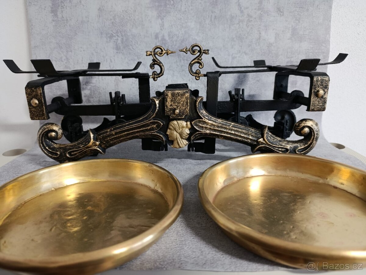 Starožitné dvoumiskové vahy po renovaci. Zaslání jen 60kč - 5