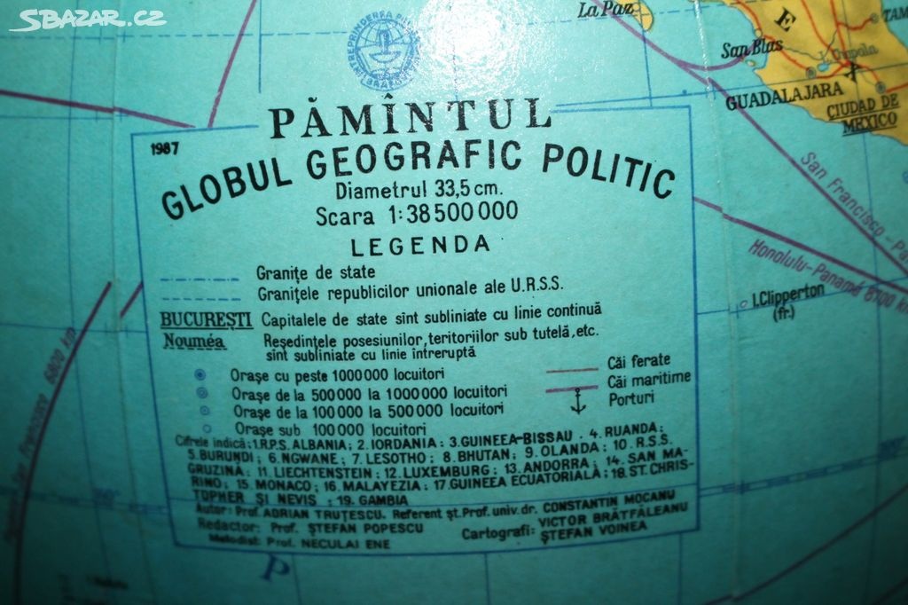 Retro globus v původní krabici - poštovné je v ceně - 5